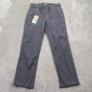 Faherty Brand Dune Utility Pant Mens Sze M Graphite Tide Drawstring Cotton Twill